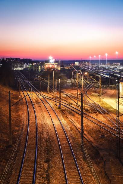 istock Railway station in the evening scenery. 1473036434