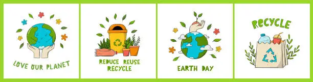 Vector illustration of Zero waste, environment theme posters, prints, cards
