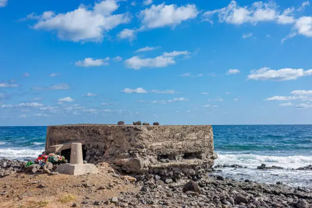 Ruins in a rather good shape of a lime kiln. Lime was export product in the history of the island. Hornos de cal de la Hondura, Fuerteventura, Canary Islands, Spain.