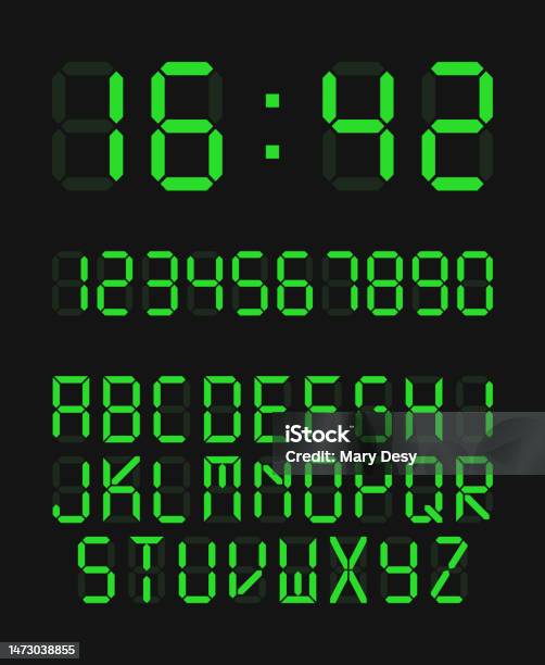 Timer Clock Numbers Digital Clock Number Set Stock Illustration - Download Image Now ...