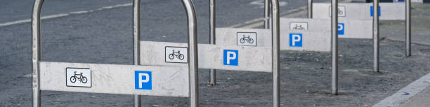 istock Cycle stand rack to encourage cycling and walking to work while not using public transport 1473039050