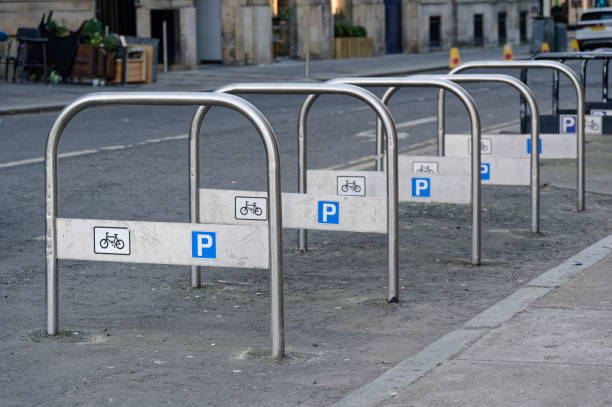 istock Cycle stand rack to encourage cycling and walking to work while not using public transport 1473040634