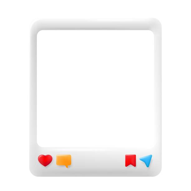 istock Social media photo frame with heart like button 3D illustration 1473041802