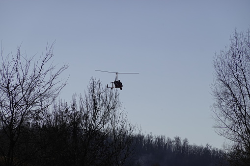 helicopter in silhouette