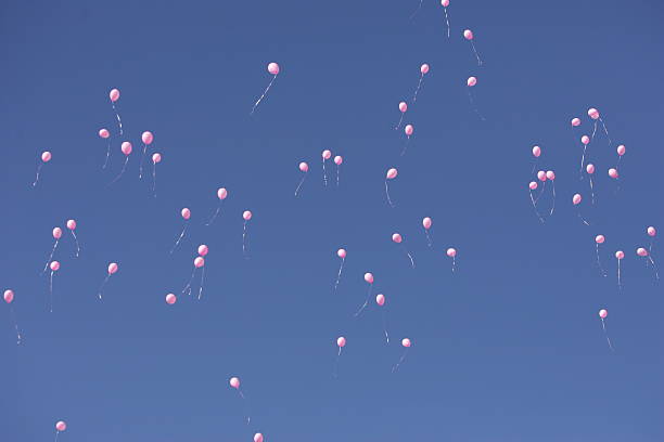 istock Pink Balloons floating in the Sky 147304371