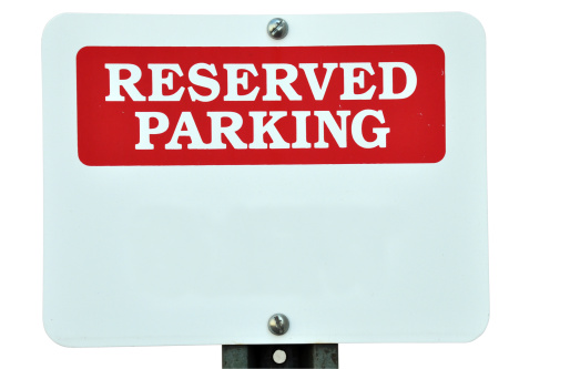 Blank reserved parking  sign.  Isolated on white background with clipping path.
