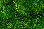 Green Gold Crocodile Leather Texture Abstract Snake Dinosaur Dragon Reptile Skin Retro Style Old Iridescent Shiny Snakeskin Surreal Alien Light Background Tropical Climate Rough Cracked Glamour Carbonated Foam Wave Pattern Seamless
