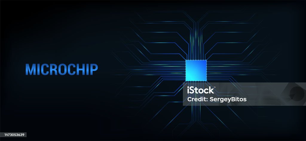 Microchip Processor Dark Background Stock Illustration - Download Image ...