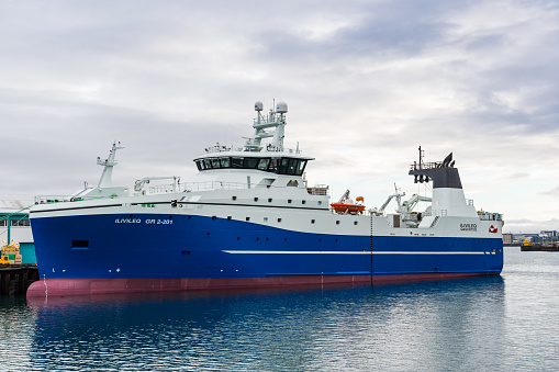Reykjavik, Iceland - October 23. 2021: Trawler Ilivileq in the port