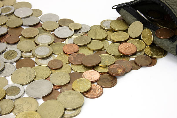 monety pieniądze - white currency remote shiny zdjęcia i obrazy z banku zdjęć