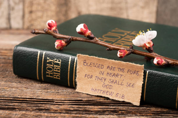 I will never leave you nor will I forsake you, God. Inspirational handwritten quote with flowers. Hebrews 13:5 text, biblical concept.