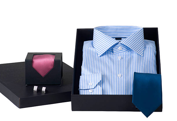 gift idea, man's shirt and ties in elegant box stock photo