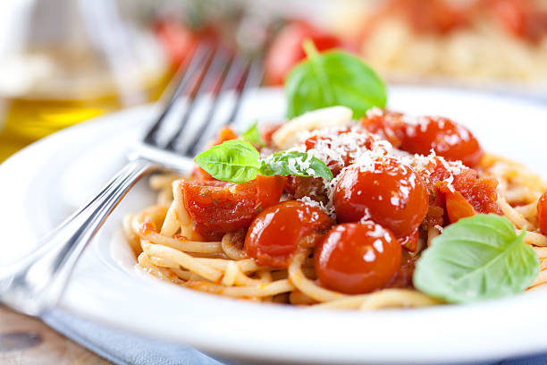 Spaghetti with tomatoes and parmesan
