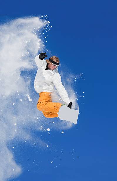 Extreme Snowboard Jump stock photo