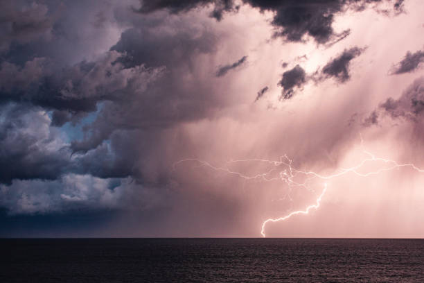 Lightning Strikes at night in a Tropical Storm