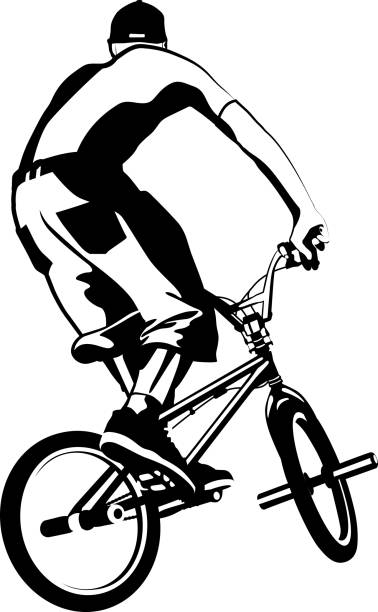 ilustraciones, imágenes clip art, dibujos animados e iconos de stock de bicyclist - bmx cycling cycling bicycle teenager