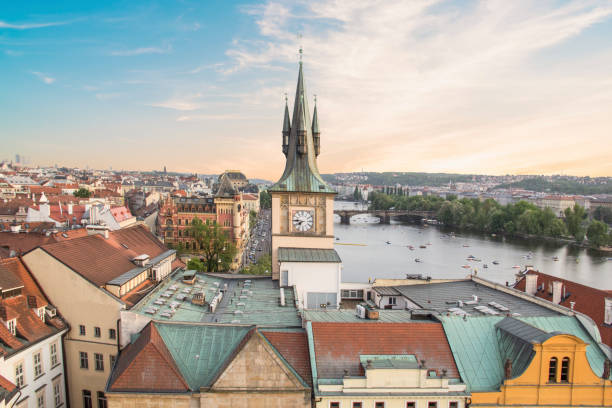 istock Beautiful view of tiled roofs in Prague's historic district 1473064164