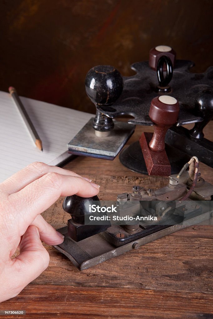 Morse Code Tapping Machine Tapping Morse Code Stock Photo - Download Image Now - Telegraph Machine ...