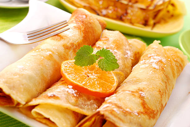 istock rolled pancakes with  cottage cheese and orang 147306856