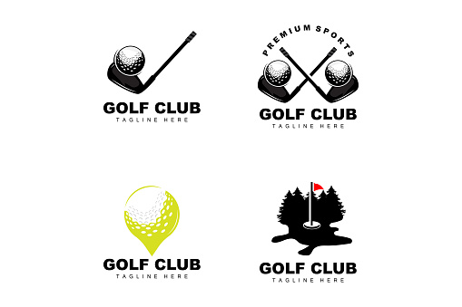 Golf Ball Icons, Vector Stick Golf. Outdoor Sports Game, Discipline Design, Icon Template