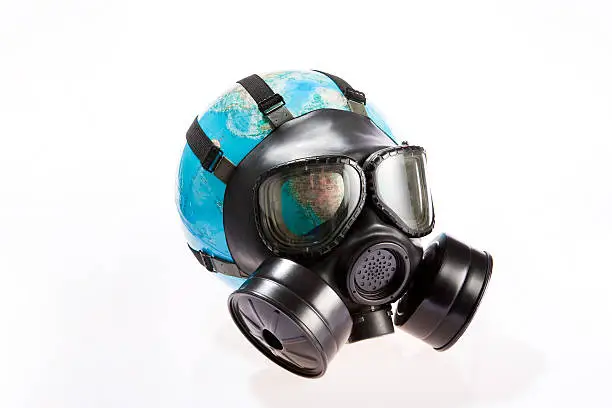 earth wearing a gas mask
