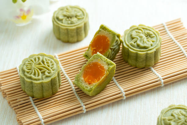 Traditional Chinese matcha green tea mooncake