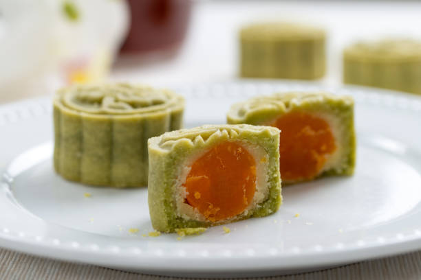 istock Traditional Chinese matcha green tea mooncake 1473073639