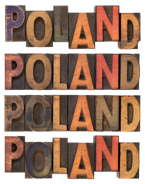 istock Poland in vintage wooden type 147307536