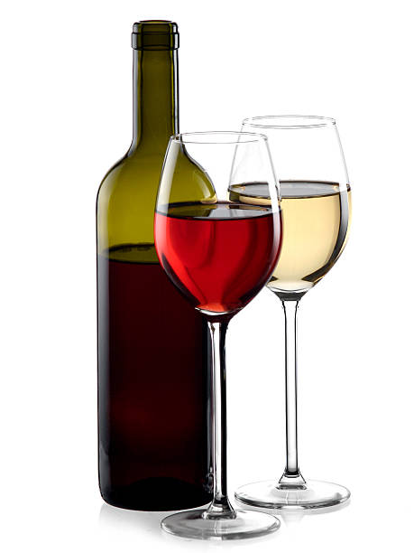 istock Glasses with red and white wine 147307572