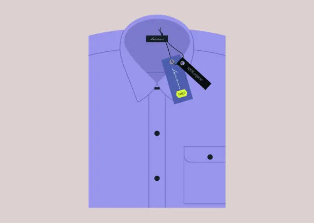 Vector illustration of A folded shirt with a front pocket, office uniform