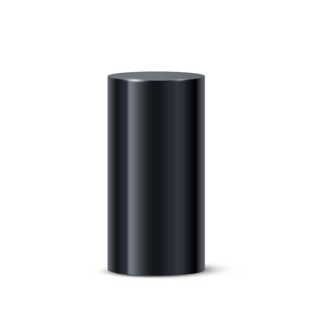 istock Black 3d cylinder vector illustration. Realistic pedestal podium of circle geometric shape stand, blank circular platform or stage for product, diagram graph for presentation isolated on white 1473076698