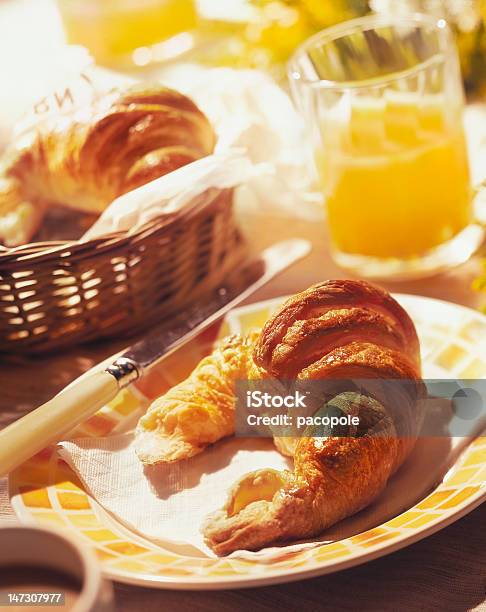 Breakfast With Croissant And Orange Juice With Strong Dof Stock Photo - Download Image Now