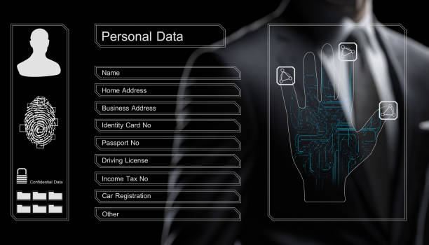 istock Digital person identity concept with touch screen biometrics security by fingerprint 1473082783