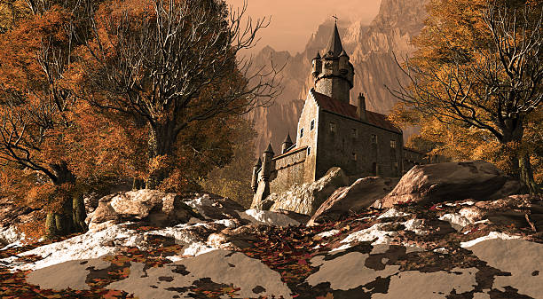 istock Medieval Castle Fortress In The Mountains 147308388