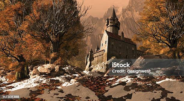 Foto de Castelo Medieval Fortaleza Nas Montanhas e mais fotos de stock de Castelo - Castelo, Neve, Outono