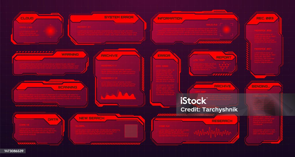 Red Ui Box Red Futuristic Hud Or Ui Elements Scifi User Interface Text Boxes ...