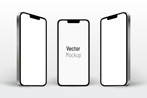 White screen phone template rotated similar to iphone mockup