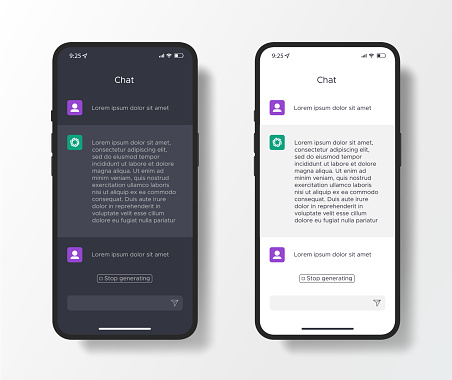 AI Chat mobile UI template mockup similar to A.I.