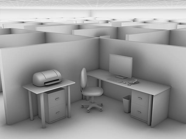 Cubicle in a Vast Office stock photo