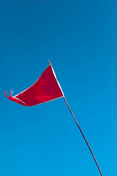 istock No Swimming Red Flag on Blue Sky 147309276