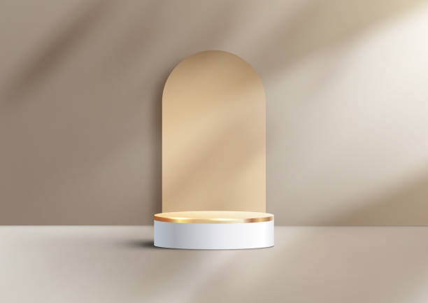 istock 3D realistic elegant white and gold cylinder podium stand 1473093656
