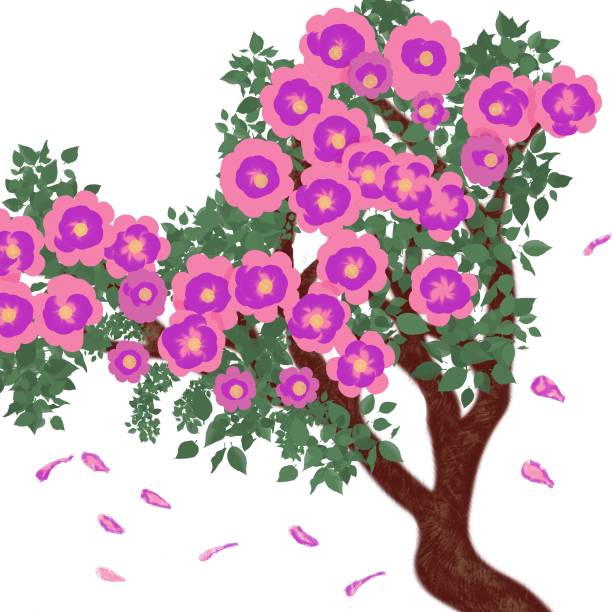 istock An illustration of a brightly colored flowering branch of a tree 1473094380