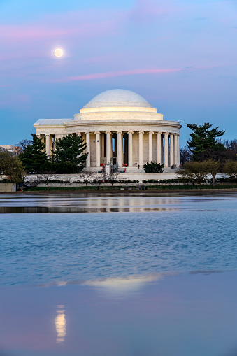 The Jefferson Memorial in Washington DC at night.