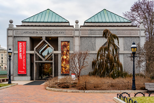 Washington DC, USA - February 6, 2023: The National Museum of Asian Art is part of the Smithsonian Institution and located on the National Mall in downtown Washington DC, USA.