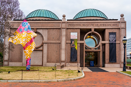 Washington DC, USA - February 6, 2023: The National Museum of African Art is part of the Smithsonian Institution and located on the National Mall in downtown Washington DC, USA.