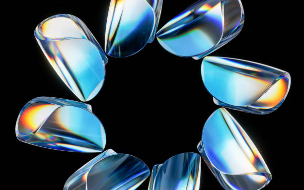 istock Colorful curve glass with dispersion, 3d rendering. 1473096532