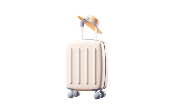 istock Cartoon style luggage with travel theme, 3d rendering. 1473096784