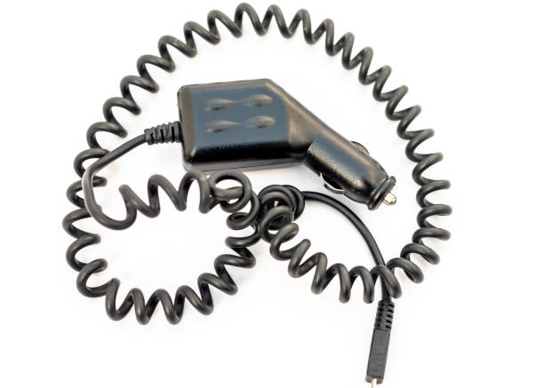 istock Car phone charger isolated on white background 1473097886