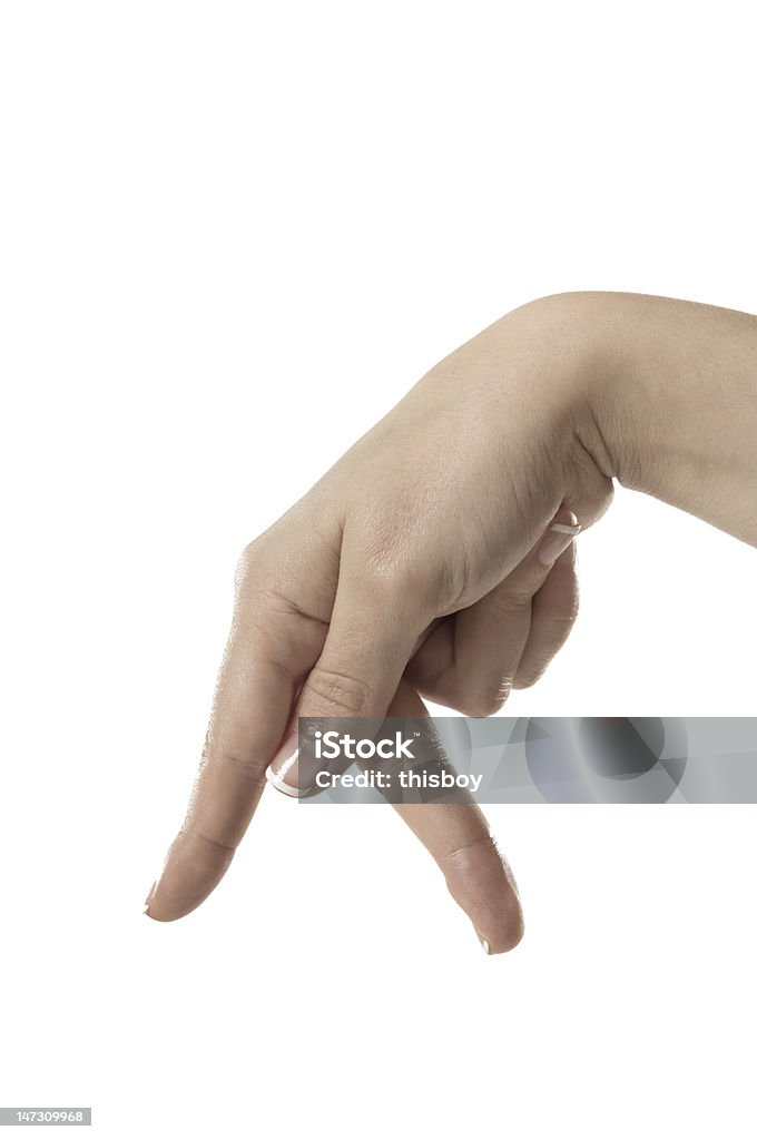 Letter P in ASL Finger Spelling the Alphabet in American Sign Language (ASL) Adult Stock Photo