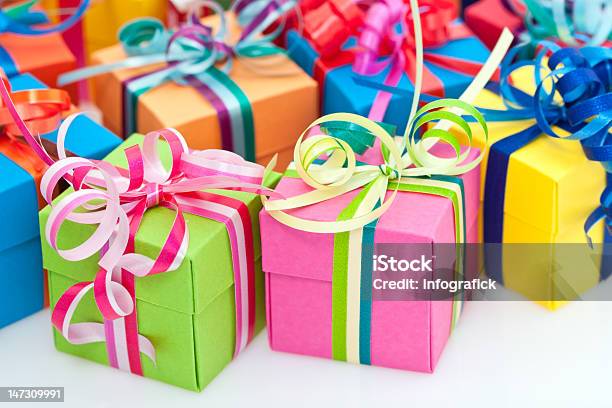 Colorful Gifts Box Stock Photo - Download Image Now - Birthday, Birthday Present, Box - Container